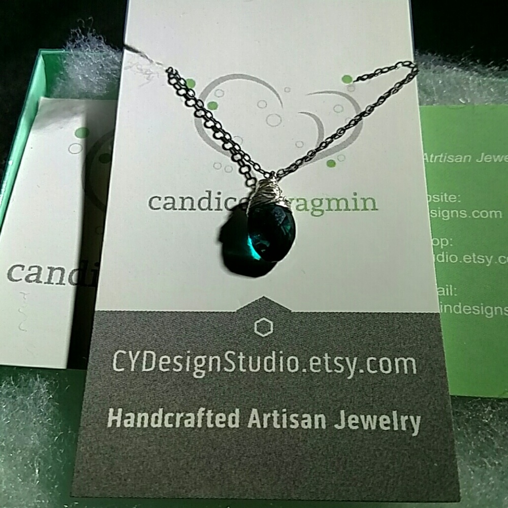 Teal Peacock Hydro Quartz Necklace